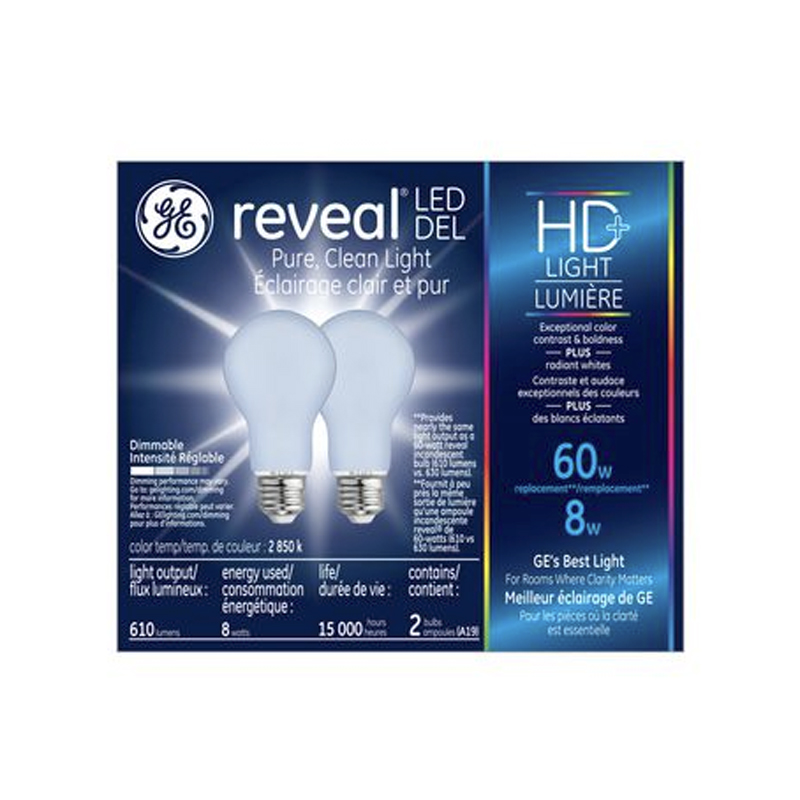 GE Reveal LED Pure Clean Light Bulb 8 Watts